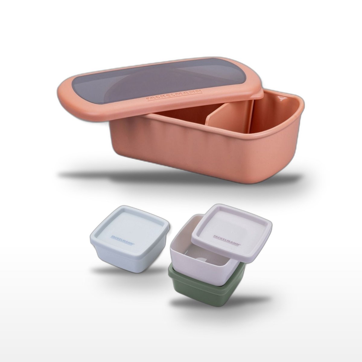 Lot de 1 lunch box 1L avec 3 boites à sauce STORAGE beige|bleu|vert|rouge, FACKELMANN