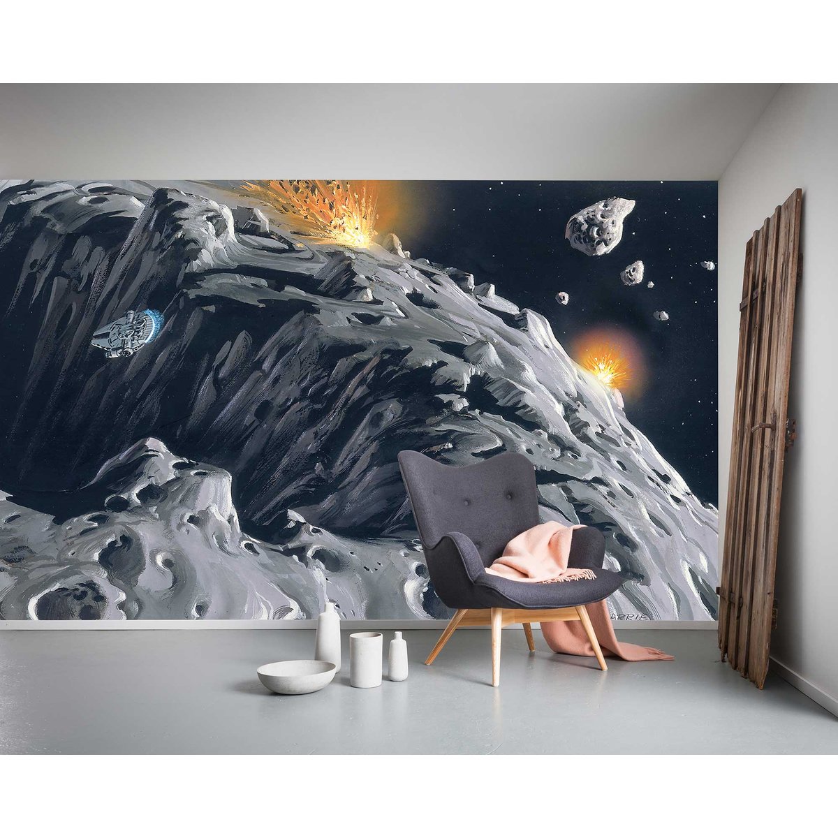 Papier peint Komar - Star Wars Classic RMQ Asteroid - 500 x 250 cm gris, HEXOA