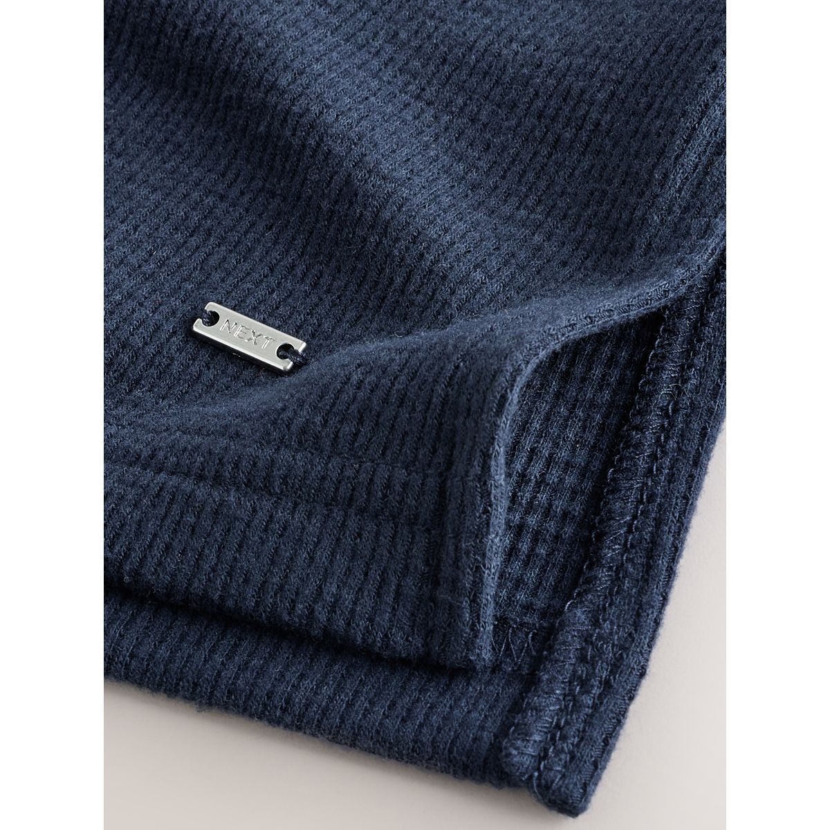 Pyjama confortable gaufré à col boutonné bleu marine, NEXT