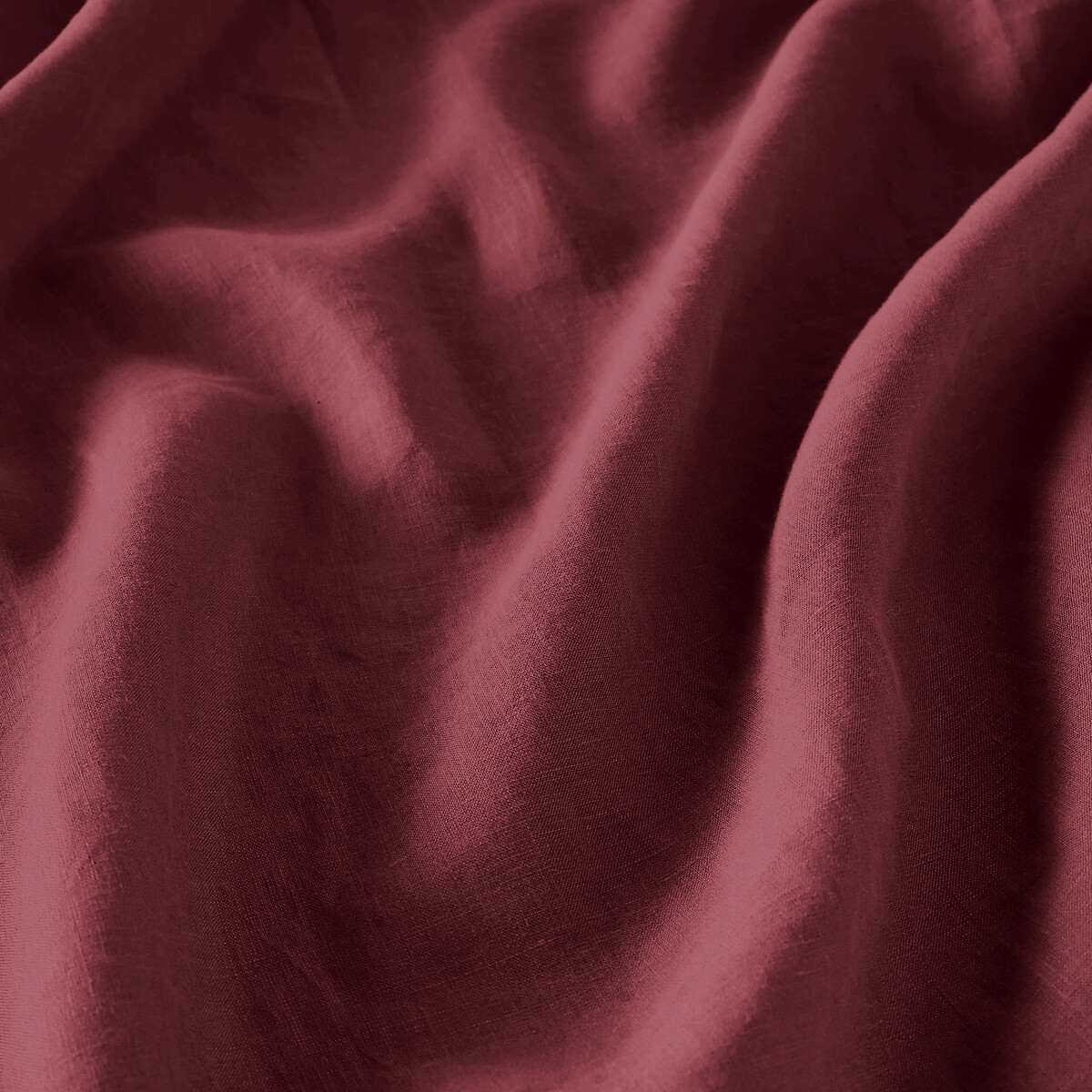 Onega Washed Linen Radiator Curtain with Eyelets burgundy, LA REDOUTE INTERIEURS