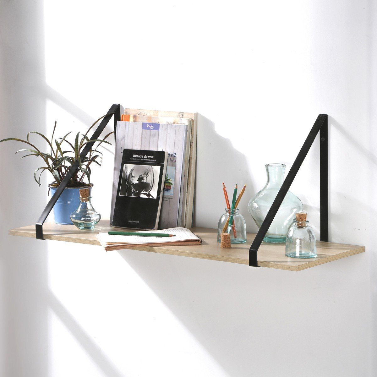 Étagère murale grande profondeur - P29.5cm bois clair, CALICOSY