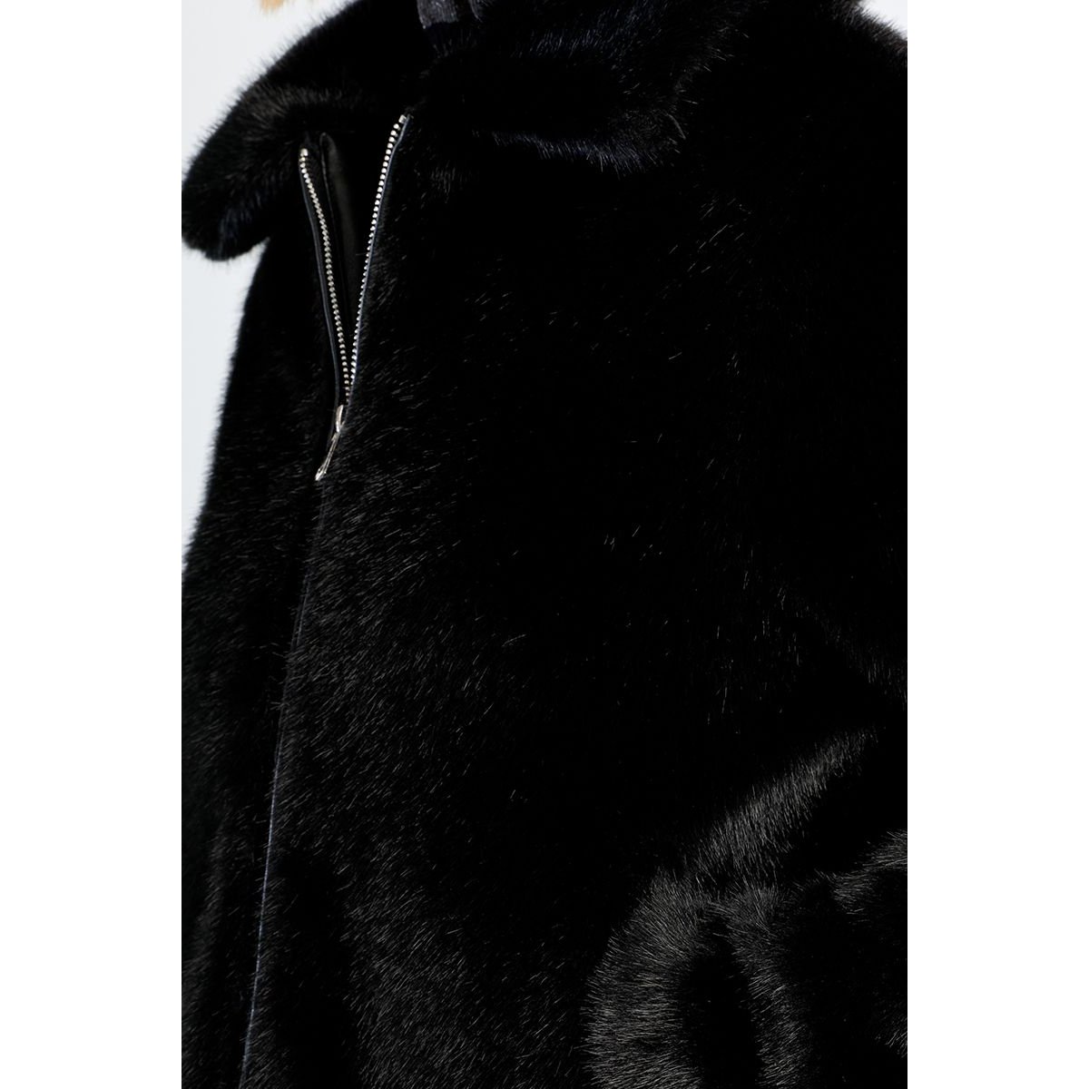 Veste imitation fourrure, unie noir, LILI SIDONIO
