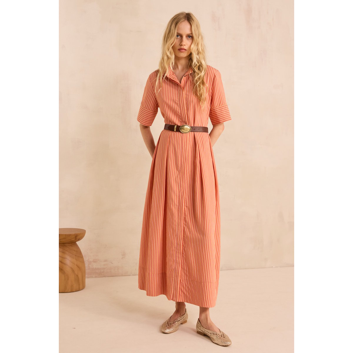 Robe droite à rayures PATRICIA ocre, Maison 123