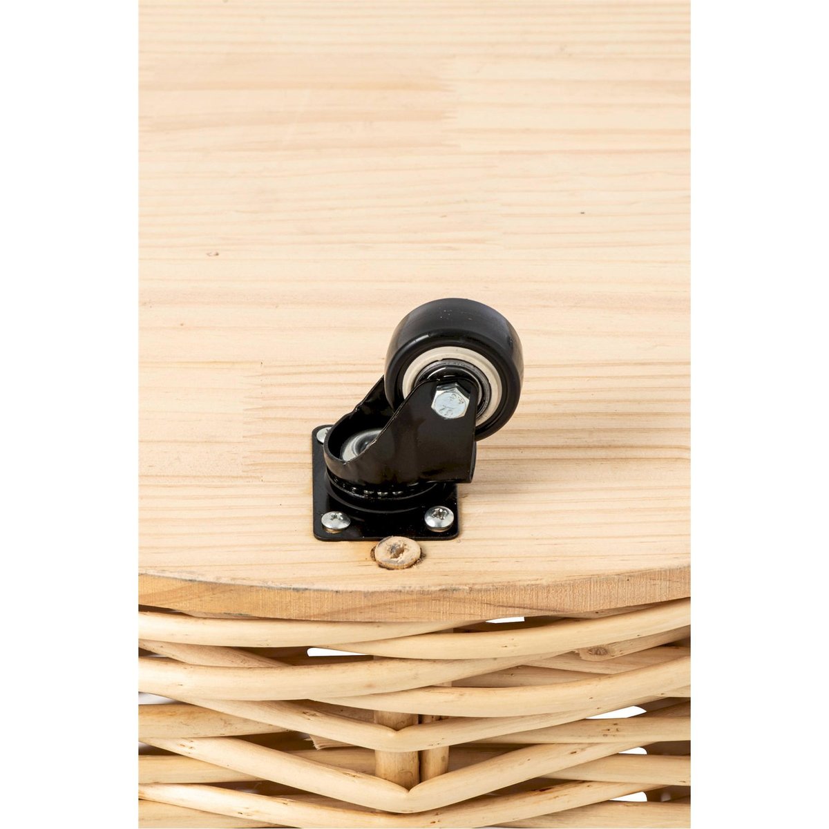 Lot de 2 cache-pots ronds rotin sur roues naturel, RECOLLECTION