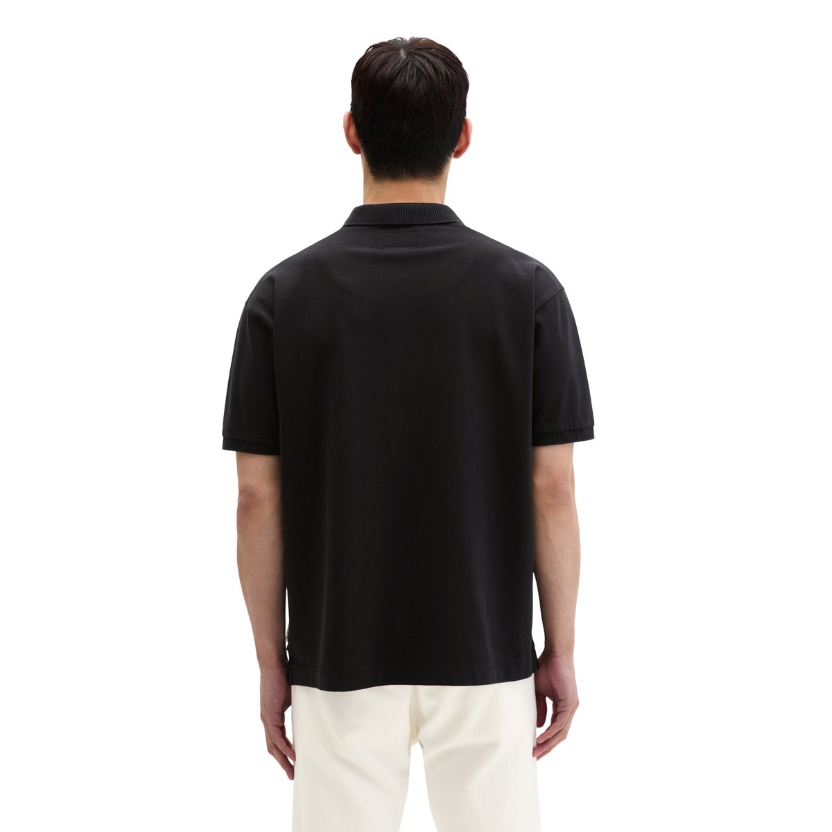 Polo loose en jersey de coton bio épais noir, MARC O'POLO