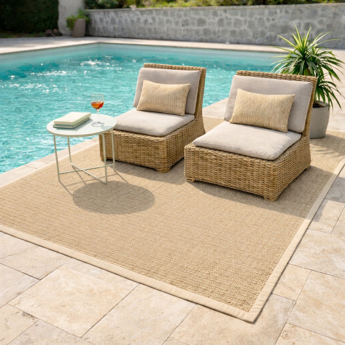 Tapis intérieur extérieur imperméable FORMENTERA - QABANE naturel, HOME MAISON