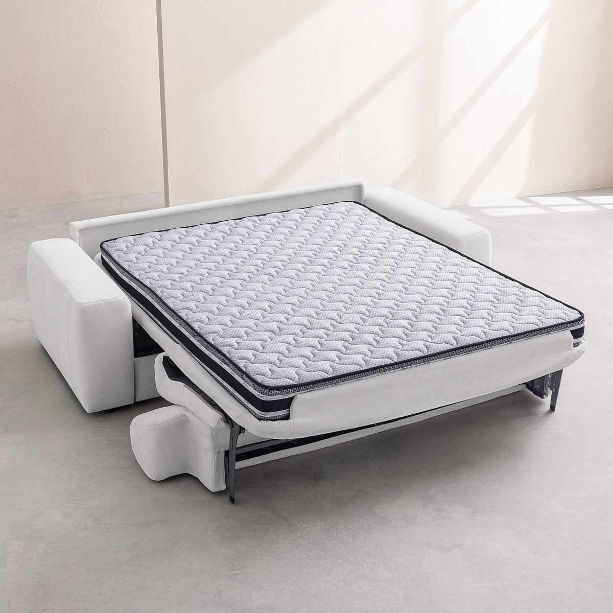 Canapé convertible polyester FARO gris, HABITAT