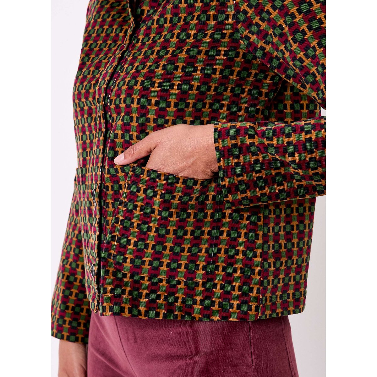 Veste courte velours imprimé côtelé LYSIANE vert signal, PRINCESSE NOMADE