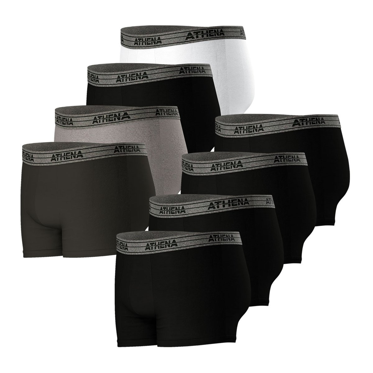 Boxers, lot de 8, ecopack gris/noir/blanc, ATHENA