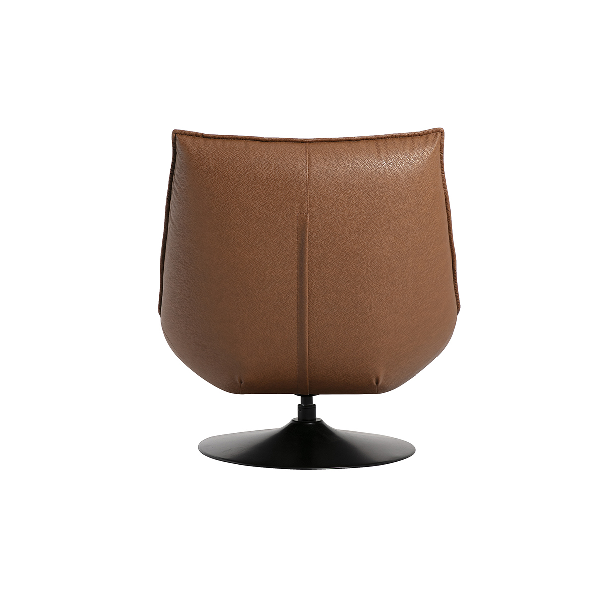Fauteuil pivotant en cuir marron et métal noir HUXLEY marron, MILIBOO
