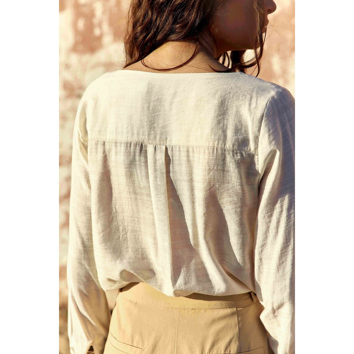 Bevin Long Sleeve Grandad Collar Blouse ecru , LA PETITE ETOILE