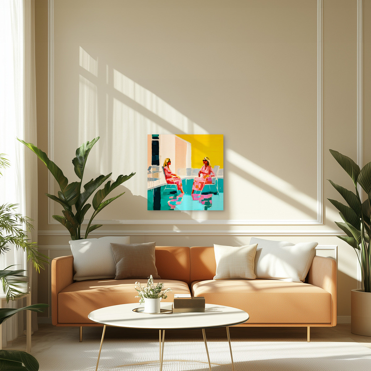 Tableau Sur Toile Amies Au Bord De La Piscine EFFET PEINTURE tableaux sur toile-rose, CEANOTHE