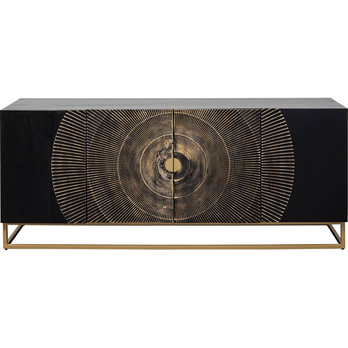 Buffet 4 portes en manguier sculpté, MADEIRA noir, KARE DESIGN