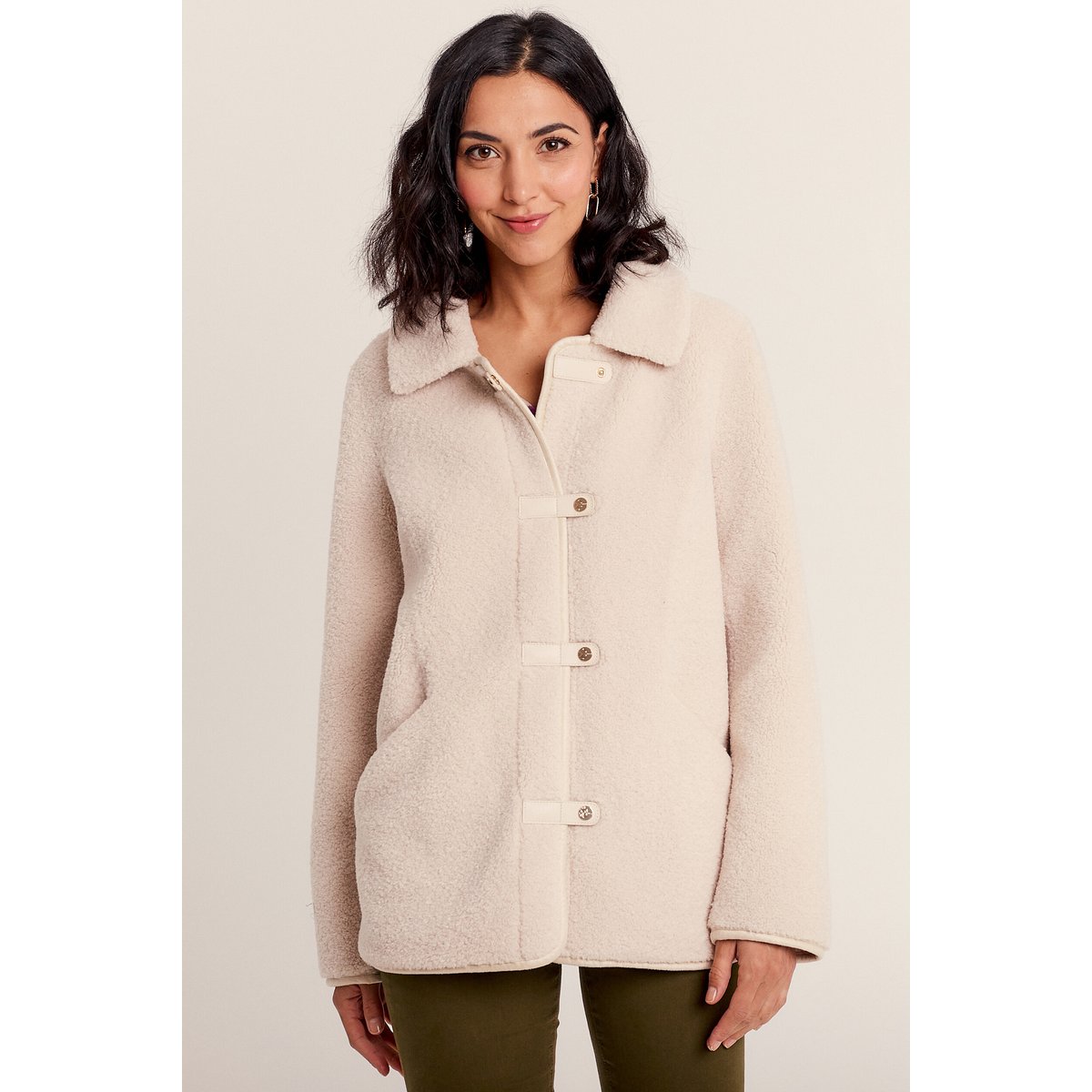 Manteau droit laine mouton ivoire, BREAL