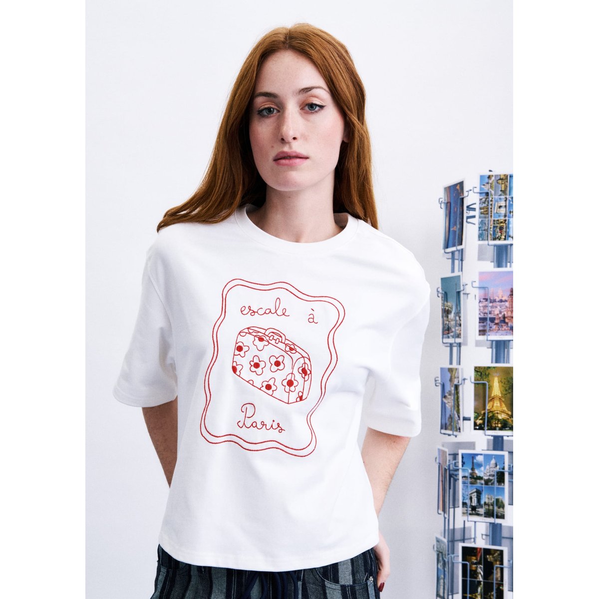 T-shirt Valise en coton VALISE beige crème, FRNCH
