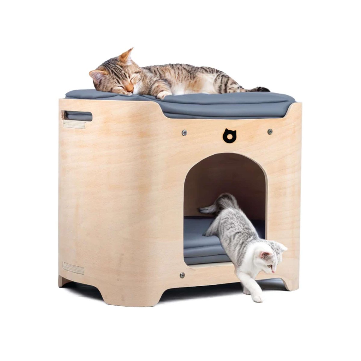 Maison en bois avec coussins pour chat et chien Luta Large beige, MAMAPETZ