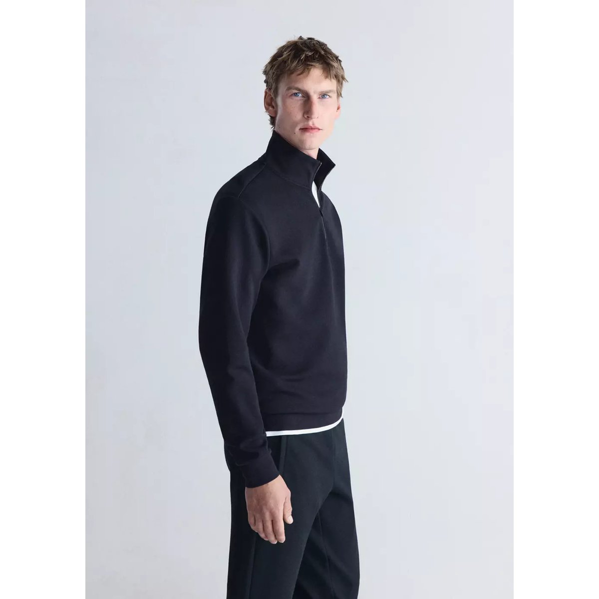 Sweat-shirt à col zippé Thermolite® bleu marine, MANGO MAN