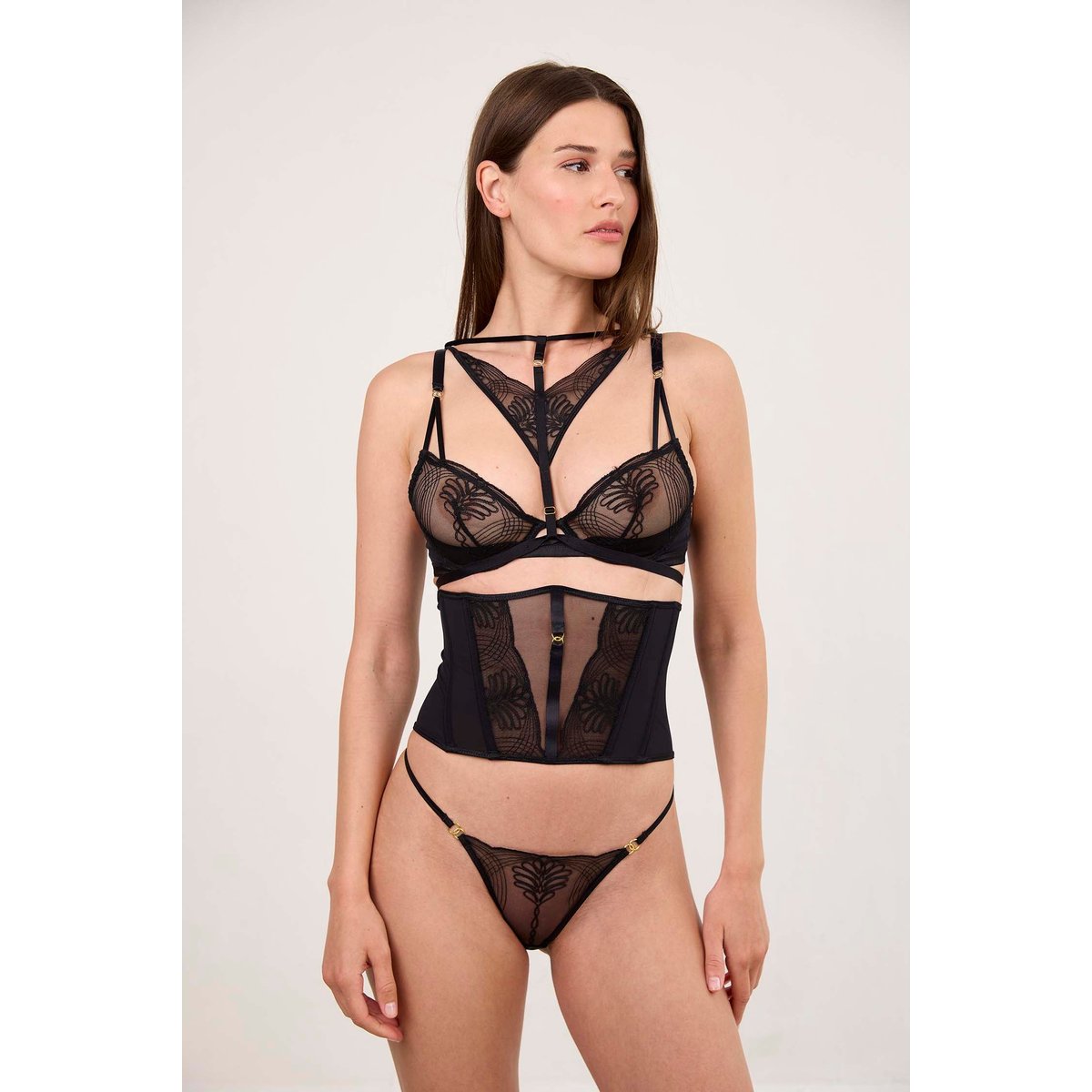 Serre-taille en broderie AUDACE noir, MAISON LEJABY
