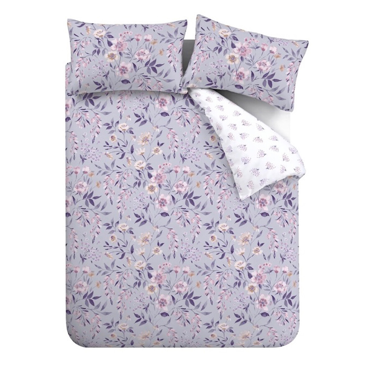 Isadora Floral Duvet Cover and Pillowcase Set lilac, CATHERINE LANSFIELD