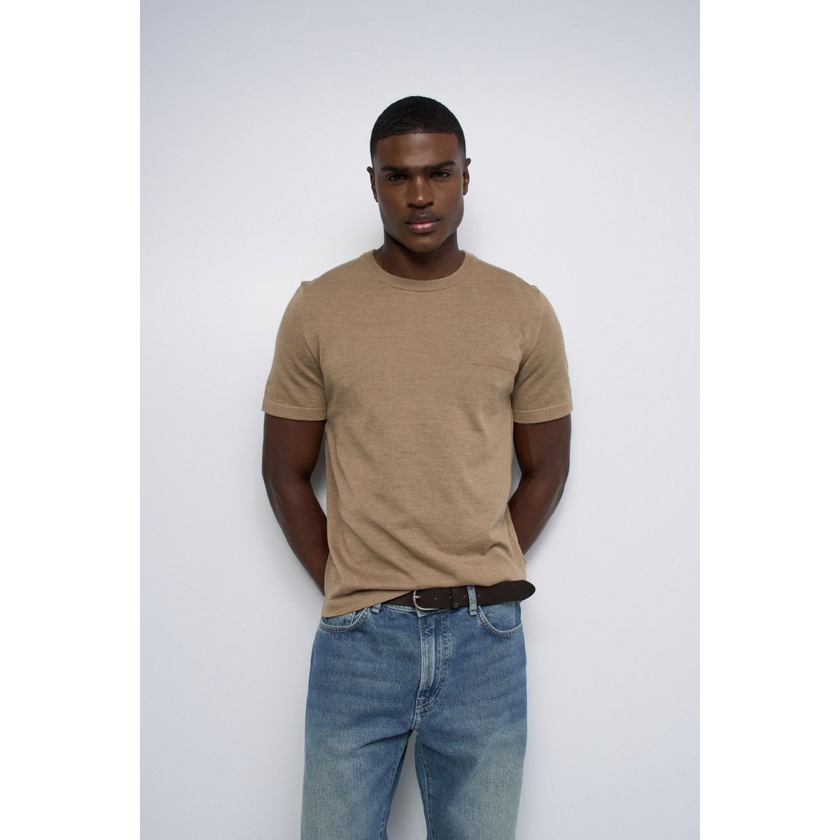 T-SHIRT EN MAILLE TRICOTÉE beige, SALSA JEANS