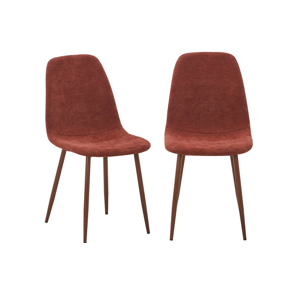 Chaise décor bois teinte noyer et tissu (lot de 2) VERA rouge, SWEEEK