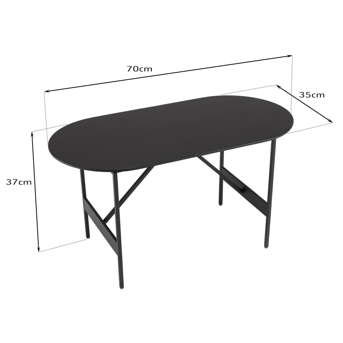 Table basse ovale noire bois et métal CORUMBA noir, PIER IMPORT