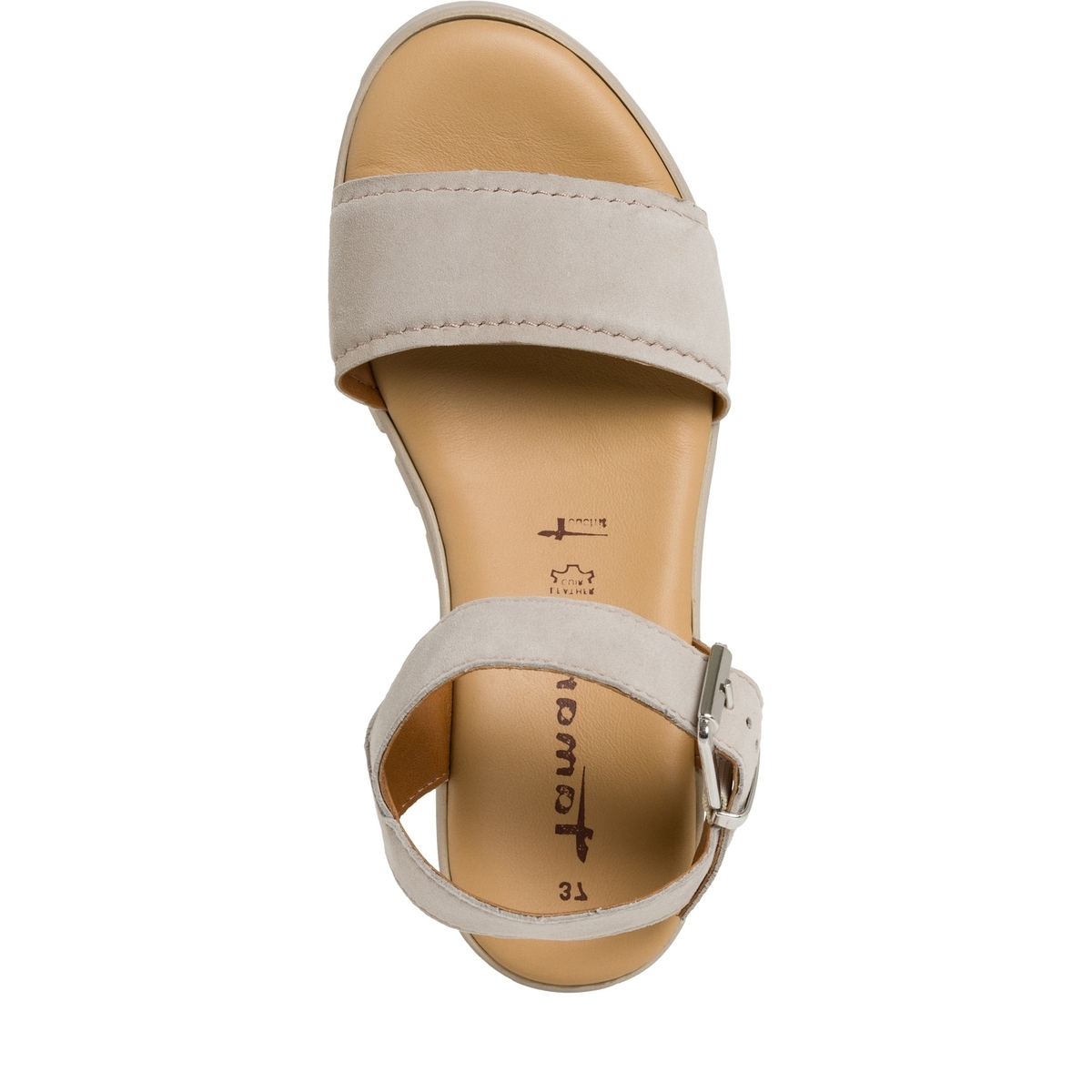 Sandale à talon en cuir marron taupe suède, TAMARIS
