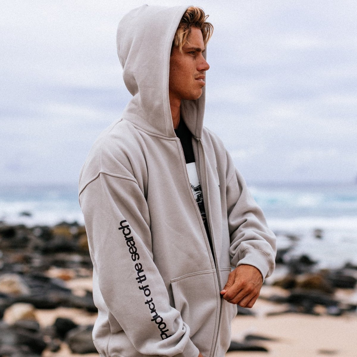 Sweat zippé à capuche SEARCH pierre, RIP CURL