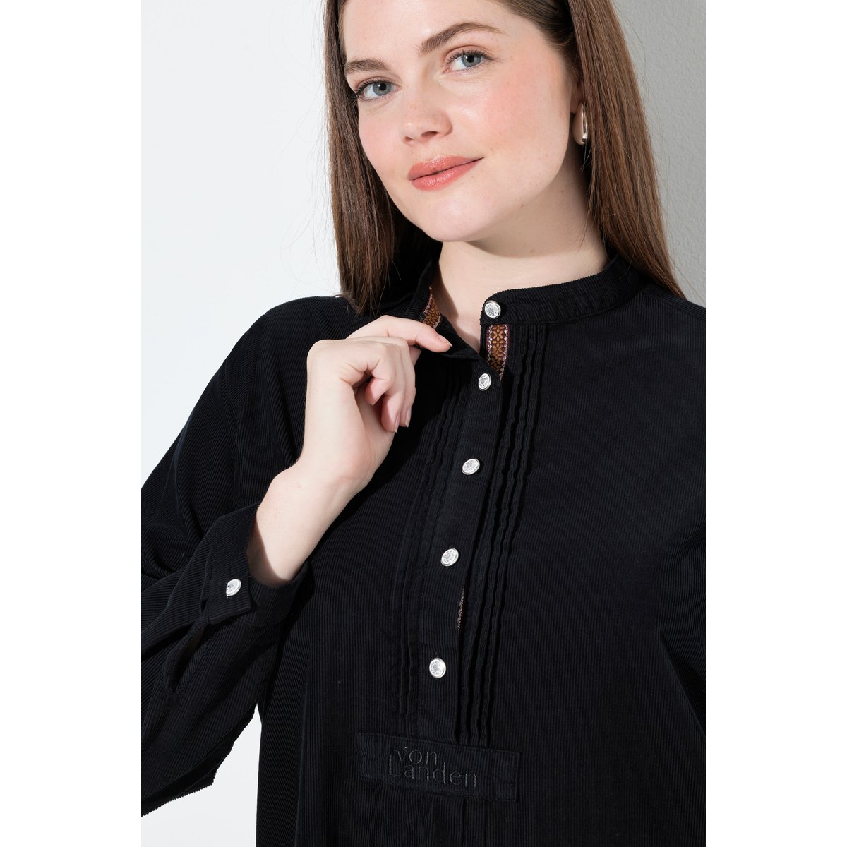 Robe en velours côtelé, passepoils noir, ULLA POPKEN