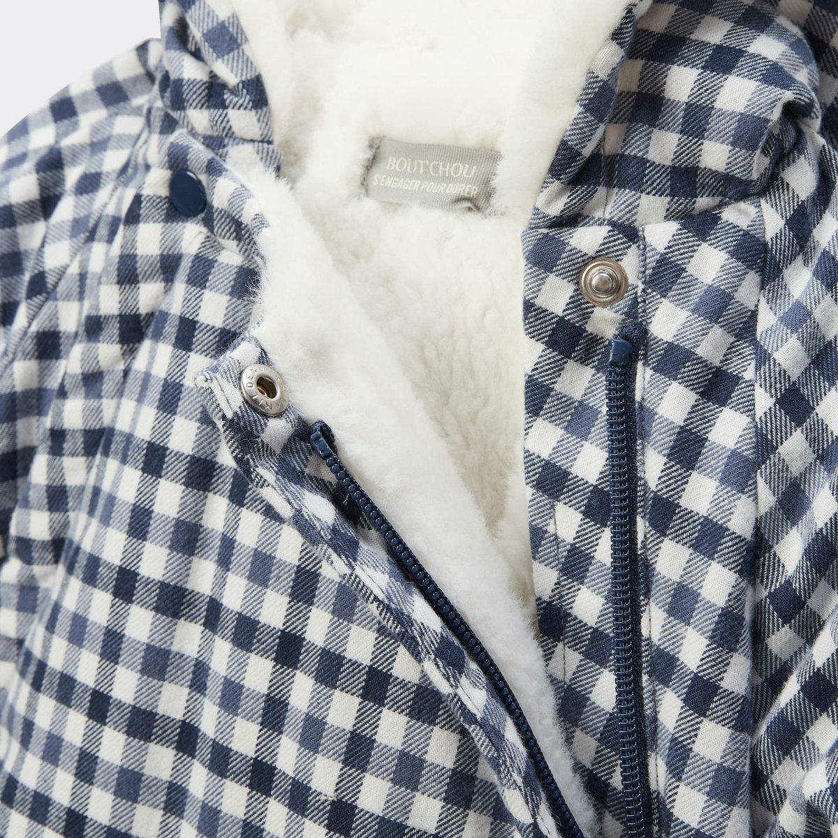 Combinaison pilote vichy en sherpa pierre bleue, BOUT'CHOU