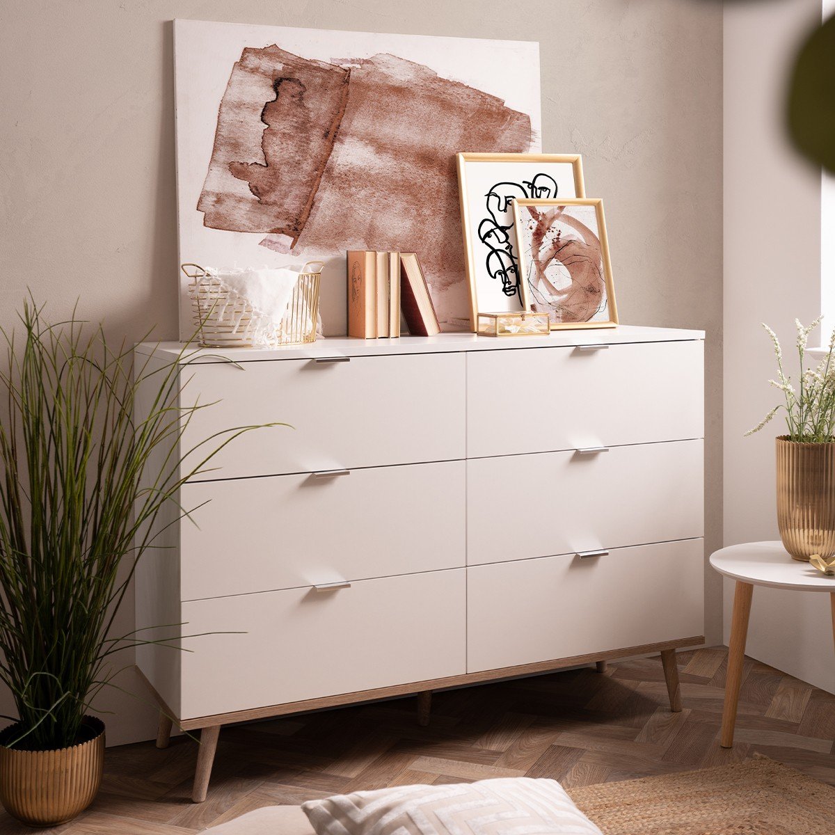 Commode 6 Tiroirs L120 cm - COPENHAGUE blanc, CALICOSY