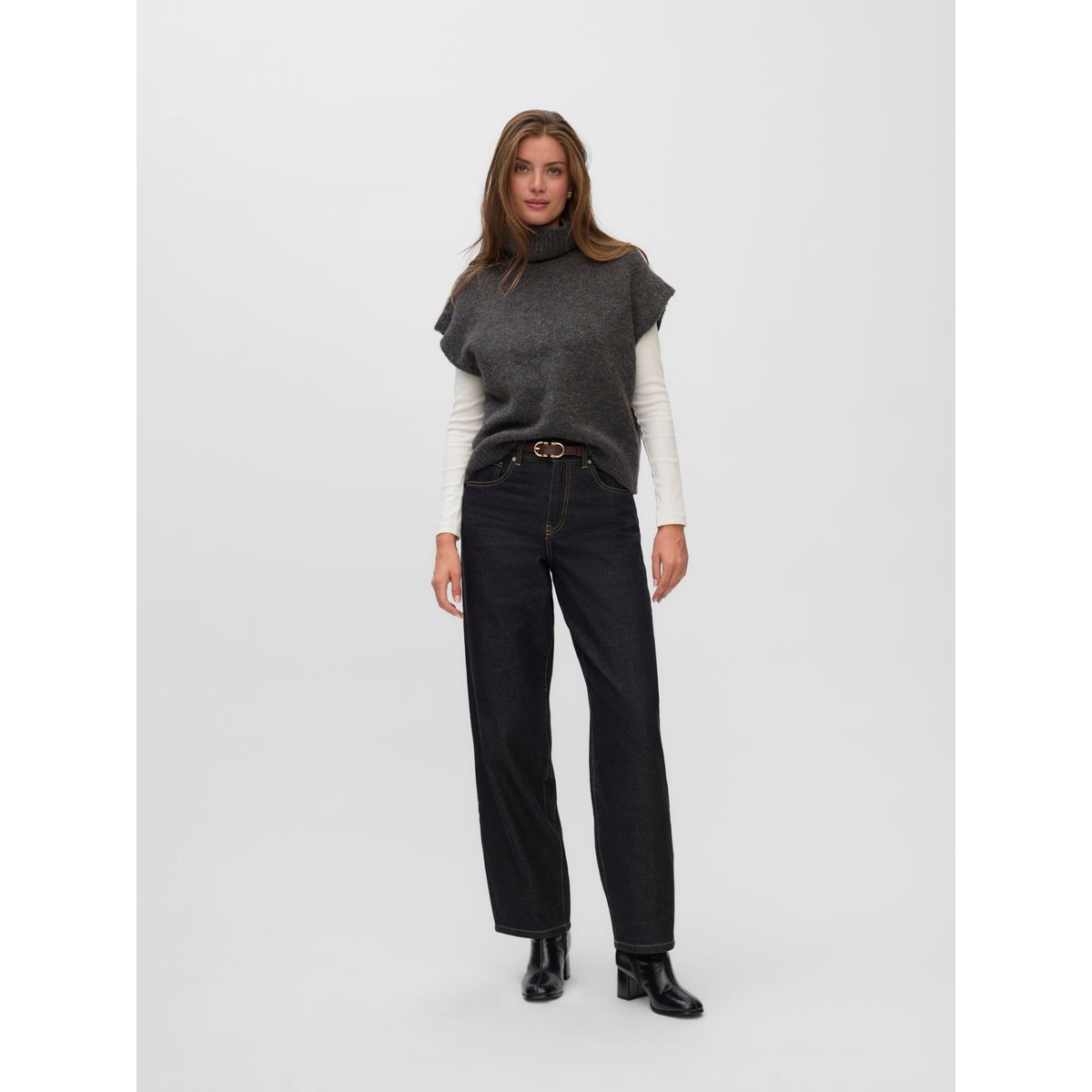 Gilet grise - dark grey melange 1, VERO MODA