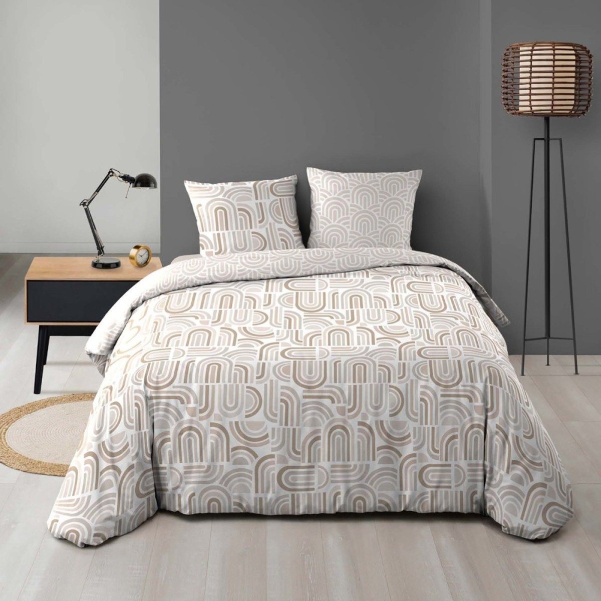 Housse De Couette 240x220 + 2 Taies Pandoris Microfibre blanc, DECORATIE