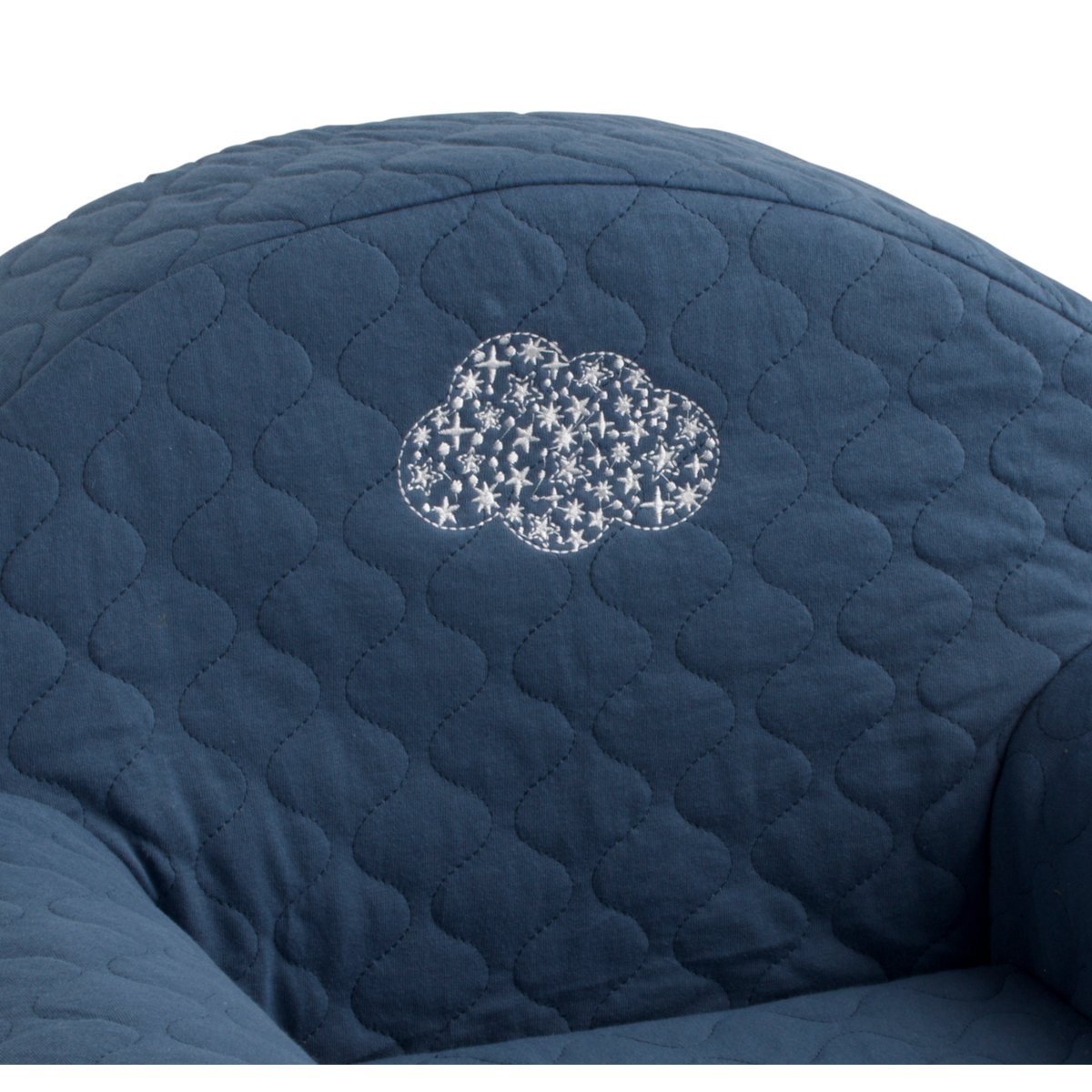 Fauteuil club pour enfant en coton matelassé bleu, SAUTHON