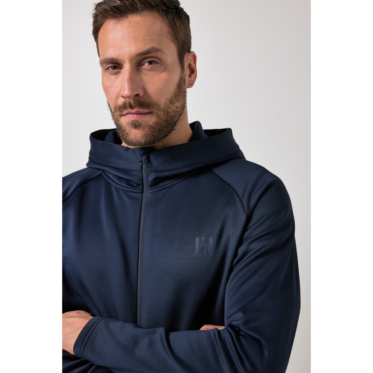 Veste à capuche en molleton bleu marine, JP1880