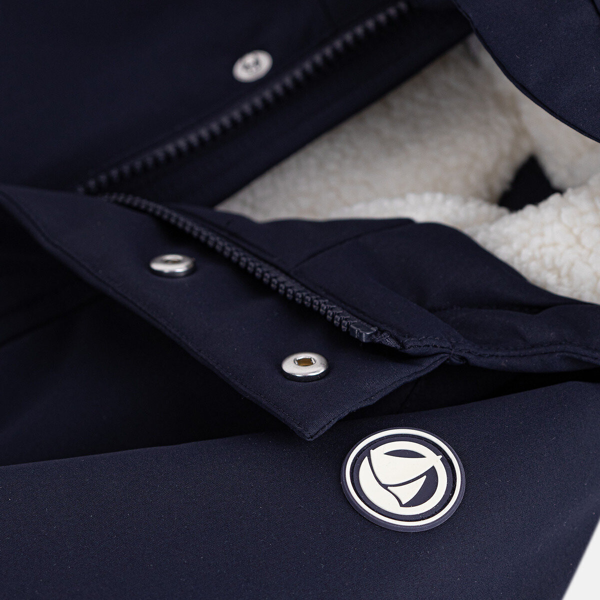 Parka di media lunghezza con cappuccio, in tinta unita blu marino, PETIT BATEAU
