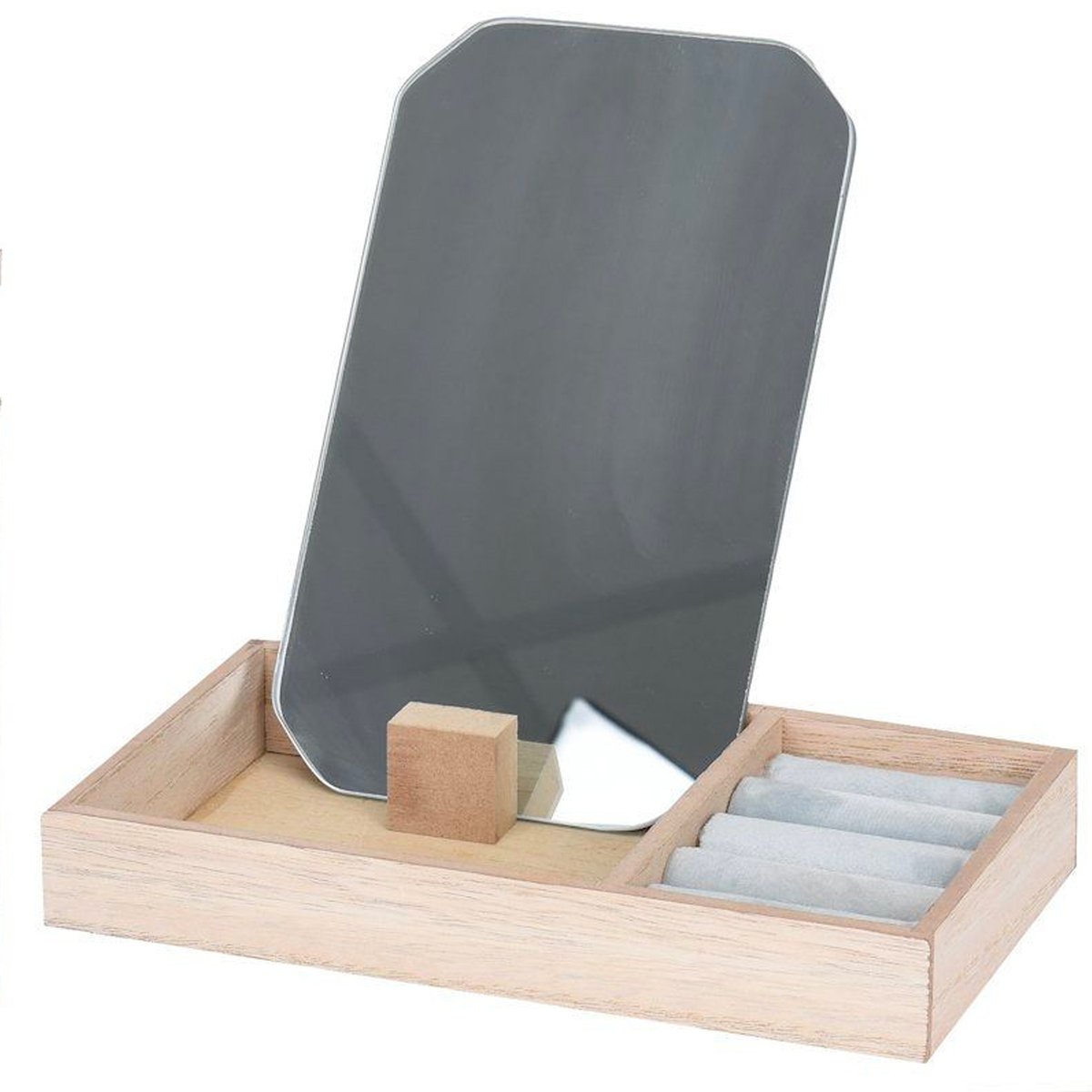 Set de 3 boîtes à bijoux en bois et velours avec miroirs bois, WADIGA