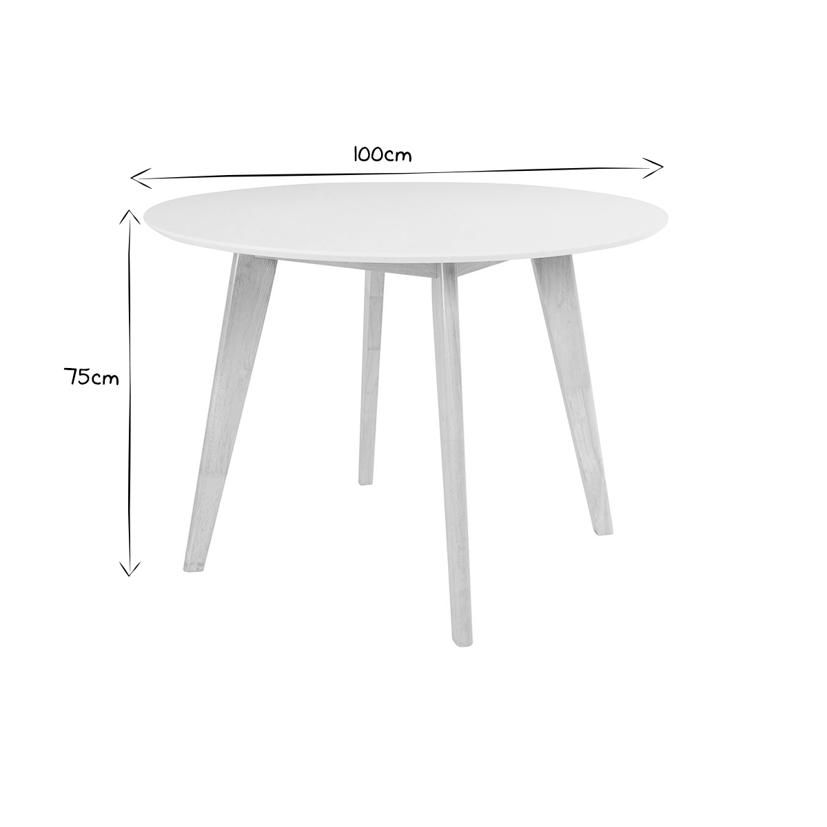 Table scandinave ronde blanc et bois D100 cm LEENA blanc, MILIBOO