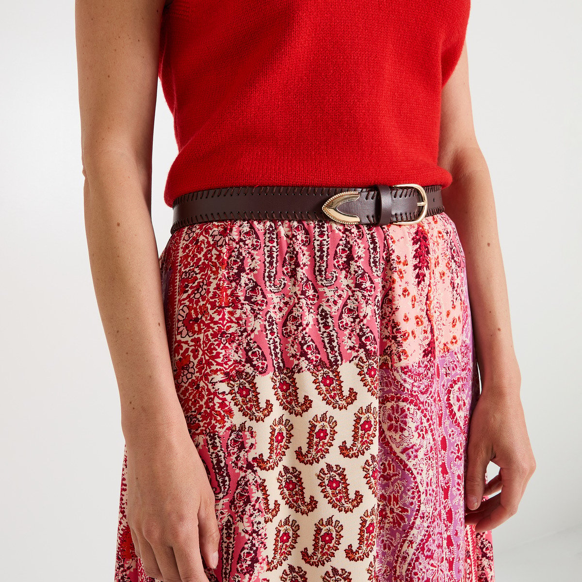 Ceinture style western orange bordeaux, GRAIN DE MALICE