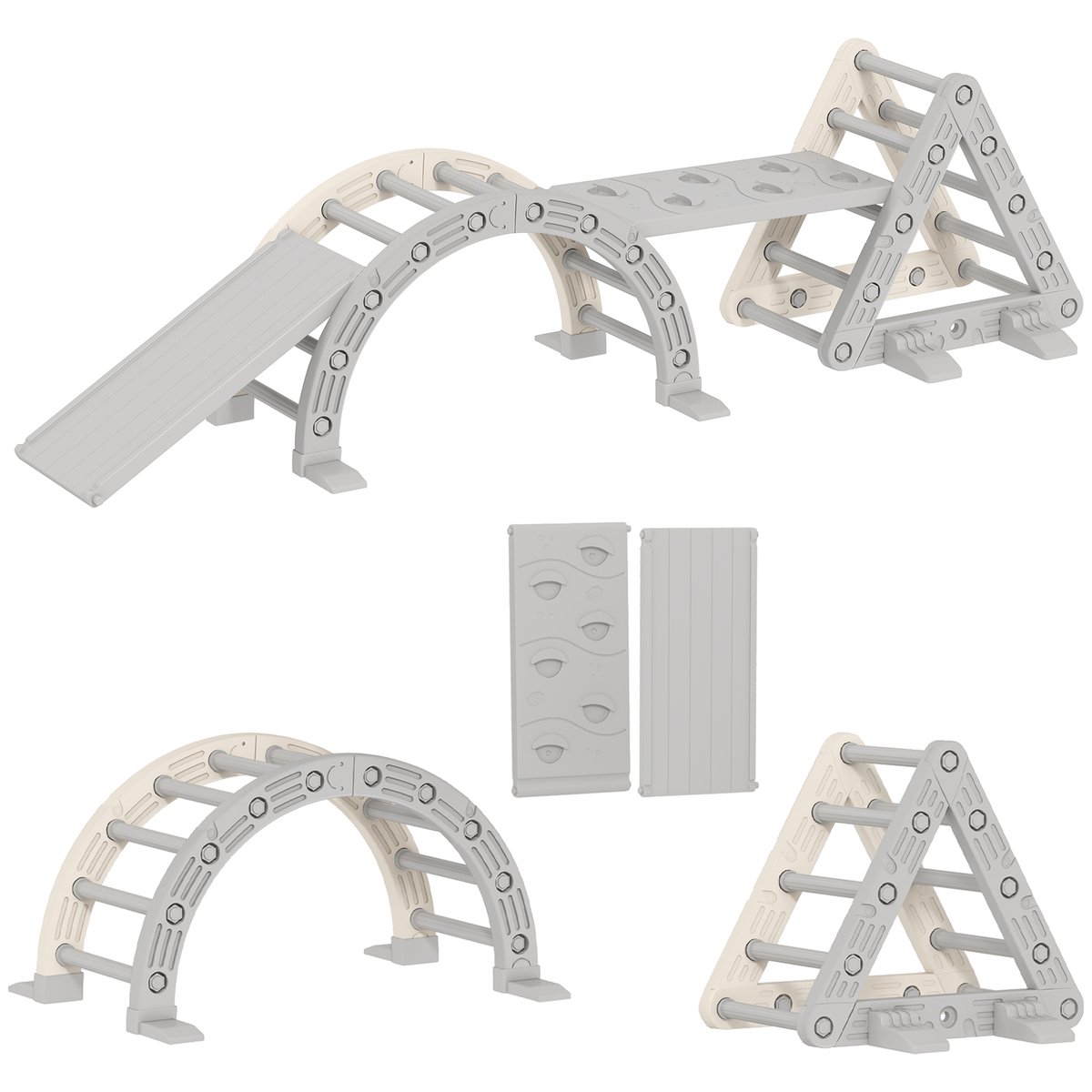 Parcours d'escalade pour enfants HDPE Gris gris, blanc, AIYAPLAY