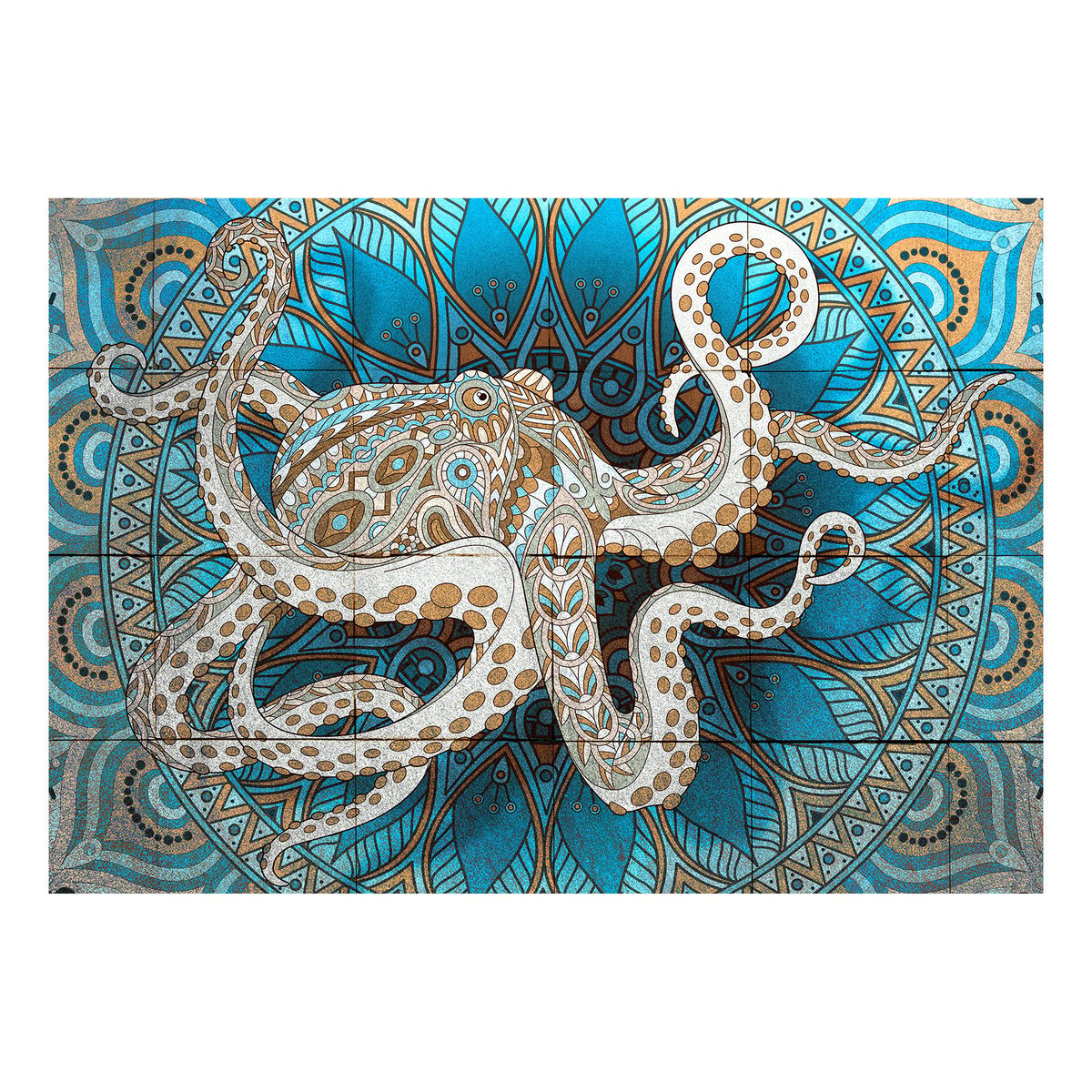 Papier peint intissé panoramique Orient Zen Octopus multicouleur, EDEN
