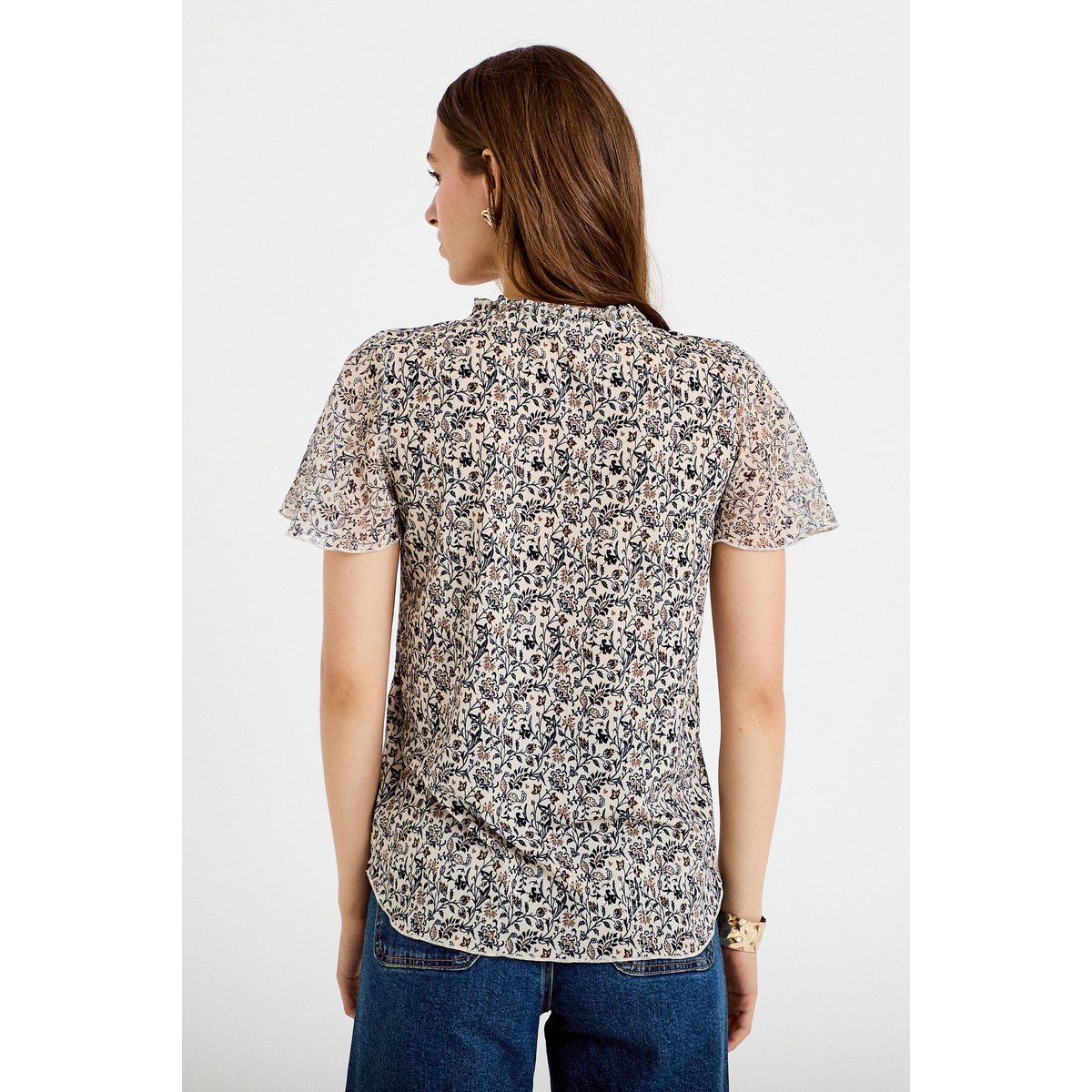 Blouse droite longue manches courtes blanc, CACHE CACHE