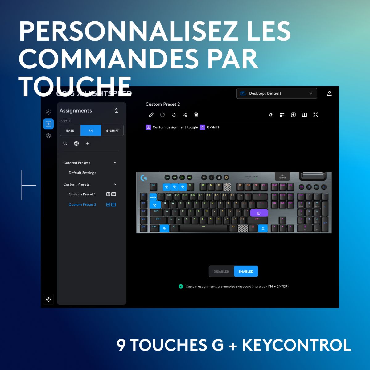 Clavier gamer sans fil G915 X Lightspeed Clicky Noir couleur unique, LOGITECH