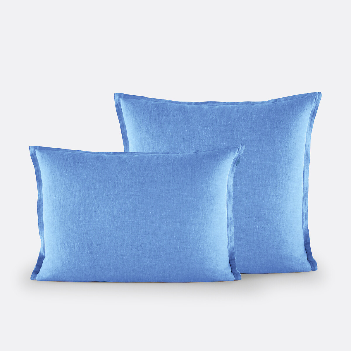 Federa per guanciale in lino lavato, Linot blu provenza, LA REDOUTE INTERIEURS