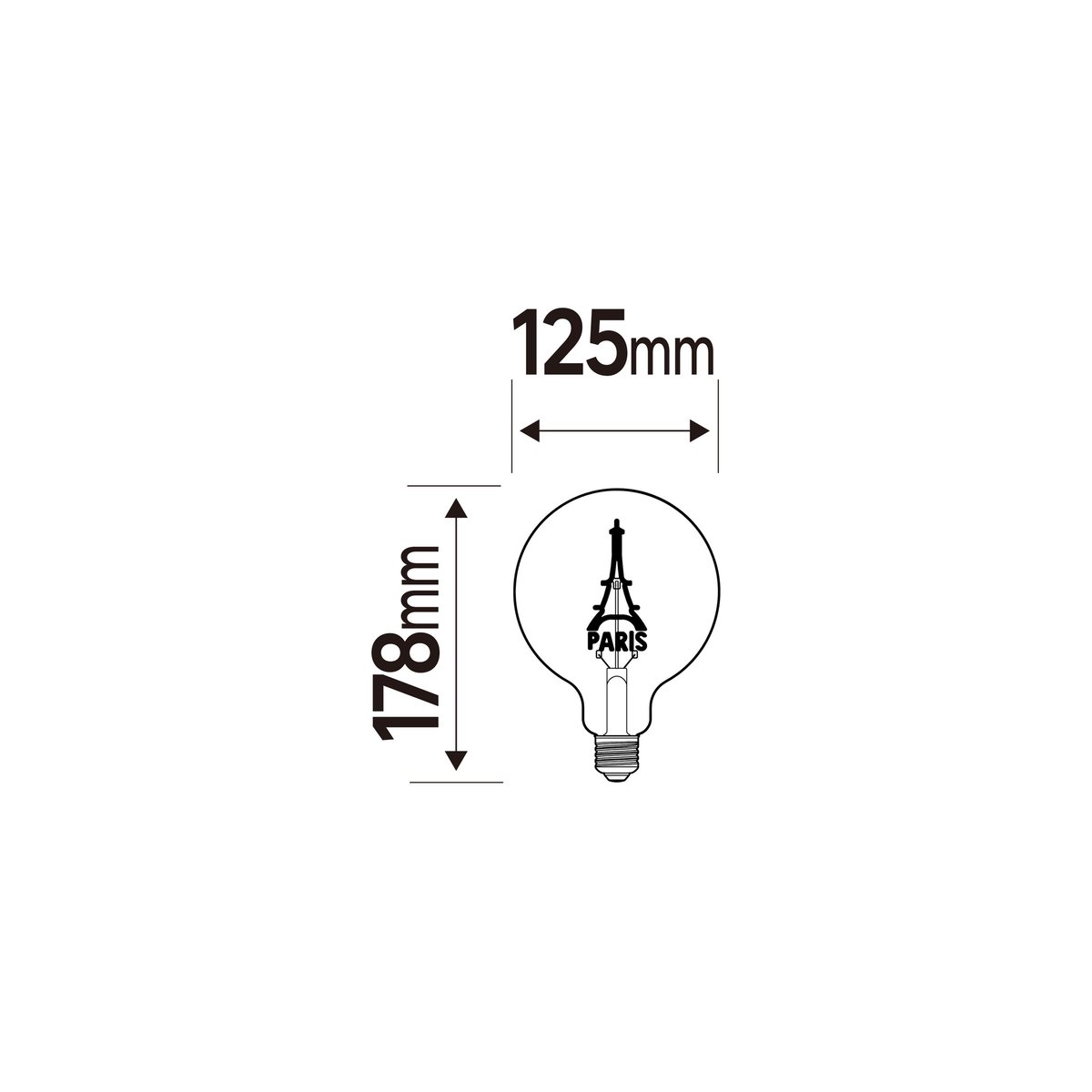 Ampoule LED filament, TOUR EIFFEL jaune / doré, LEXMAN