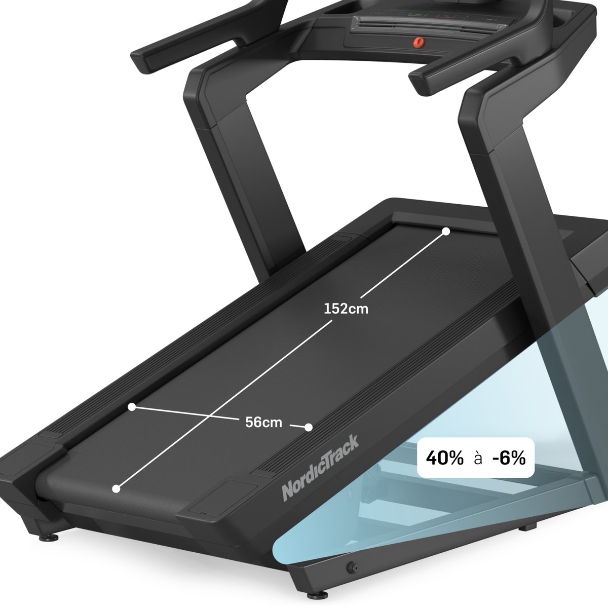 Tapis de course X16 / Écran tactile 16" / Inclinaison +40% / Dénivelé -6% noir, NORDICTRACK