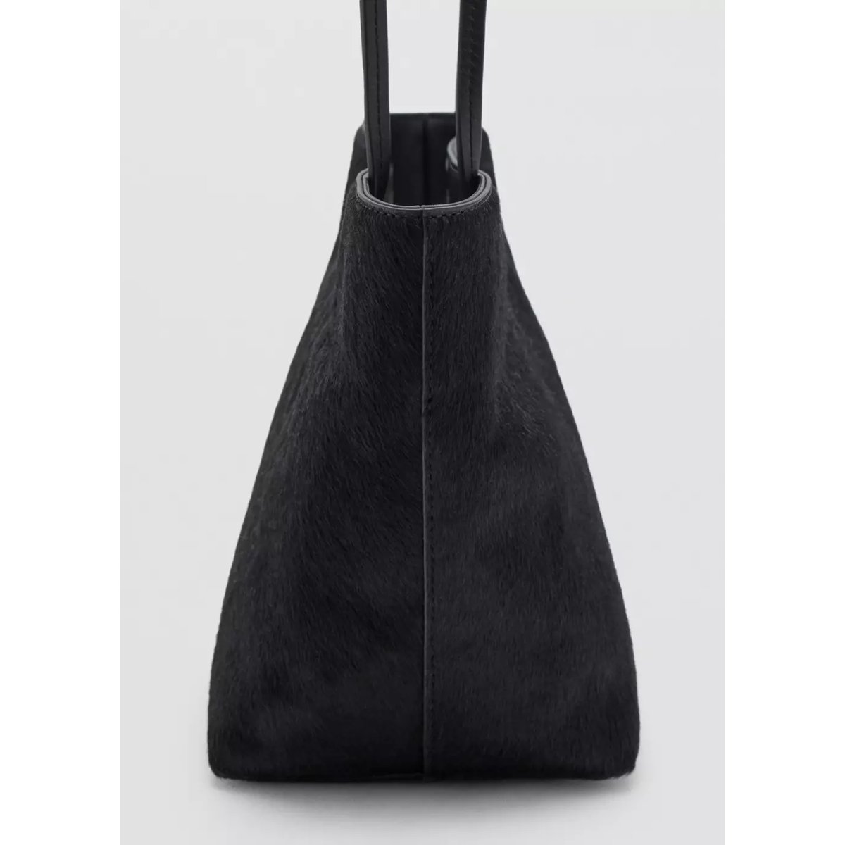 Sac porté épaule cuir imitation fourrure noir, MANGO