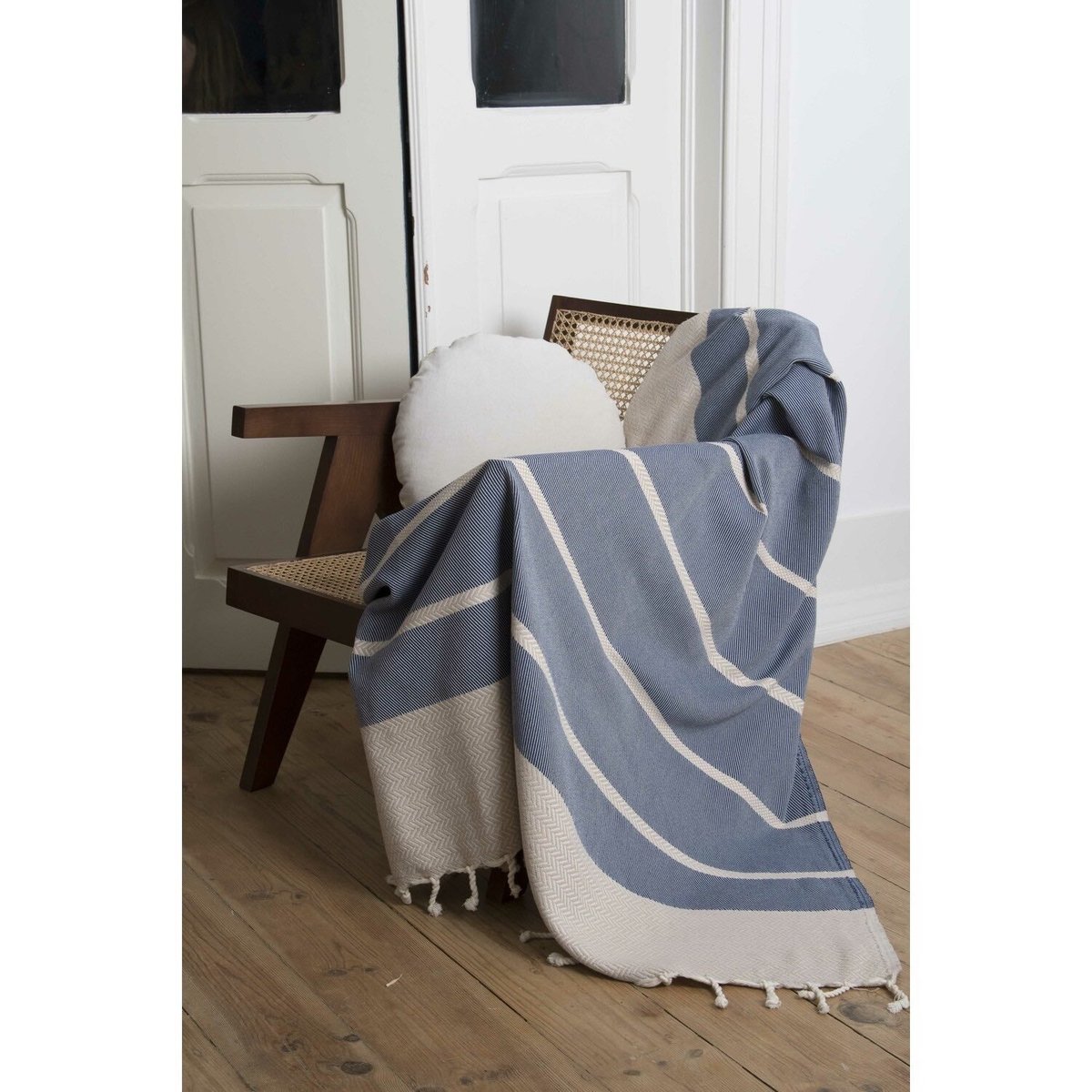 Plaid coton LIV bleu marine, FEBRONIE