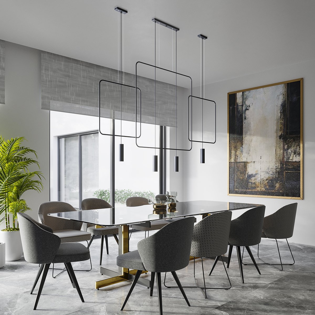 Suspension Acier Noir GU10 1 Rana noir, EDEN