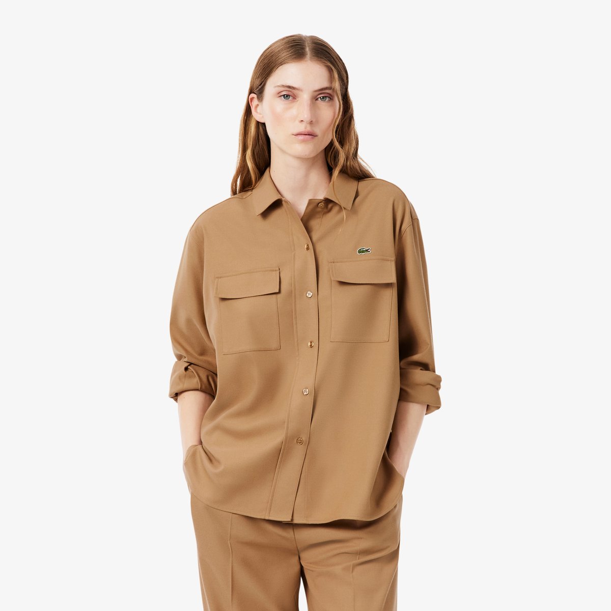 Chemise flanelle oversize marron-six, LACOSTE
